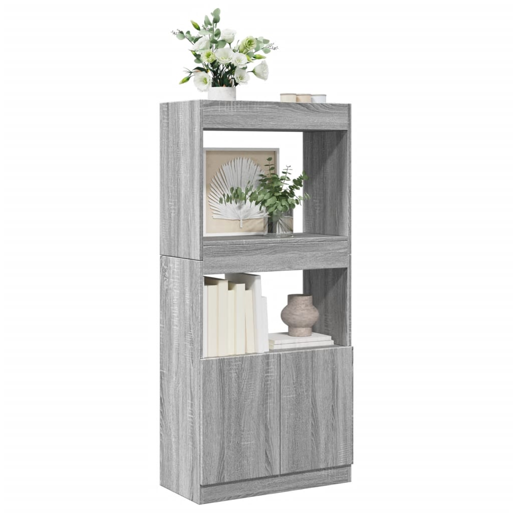 vidaXL Aparador de madera de ingeniería gris Sonoma 63x33x140 cm