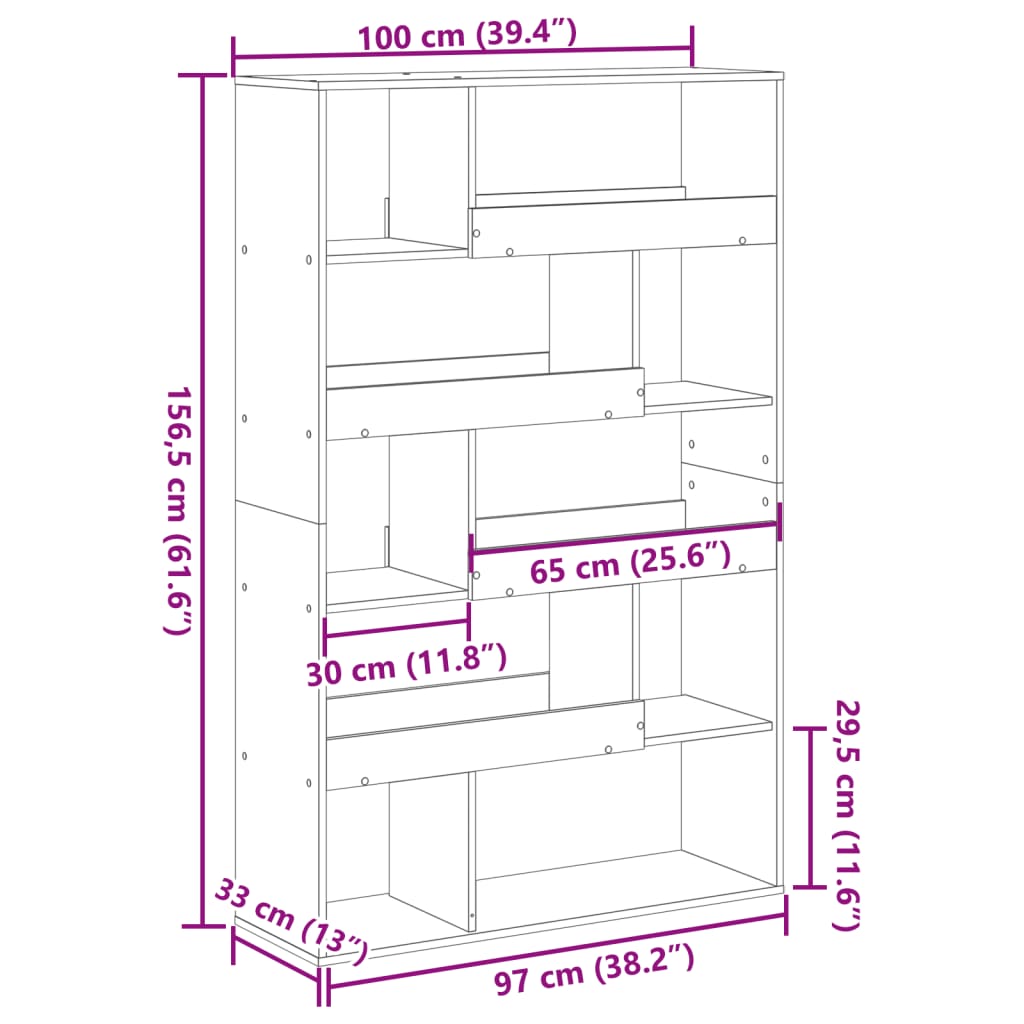 vidaXL Estantería de madera de ingeniería blanca 100x33x156,5 cm