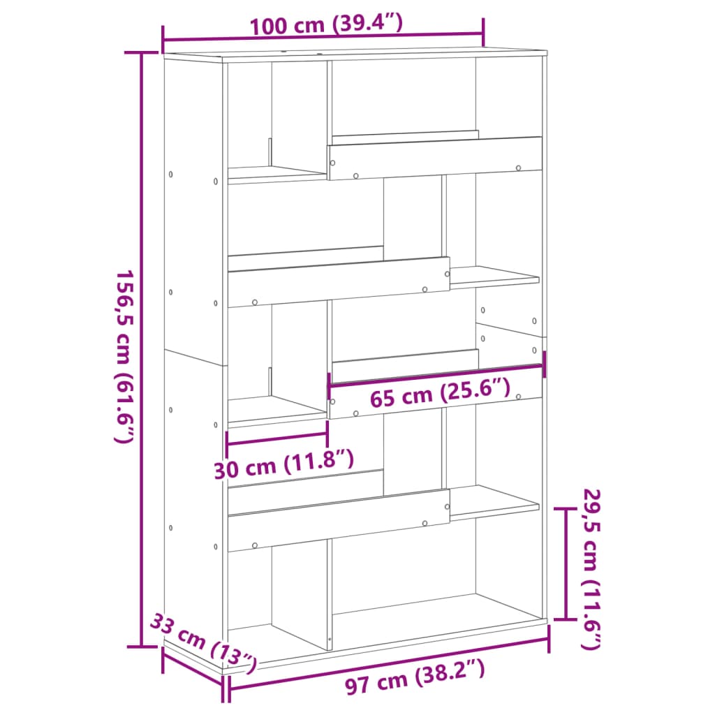 vidaXL Estantería de madera de ingeniería gris Sonoma 100x33x156,5 cm