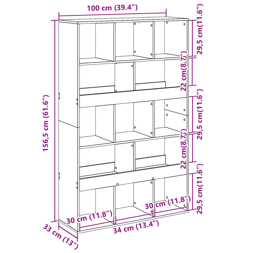 vidaXL Estantería de madera de ingeniería blanca 100x33x156,5 cm