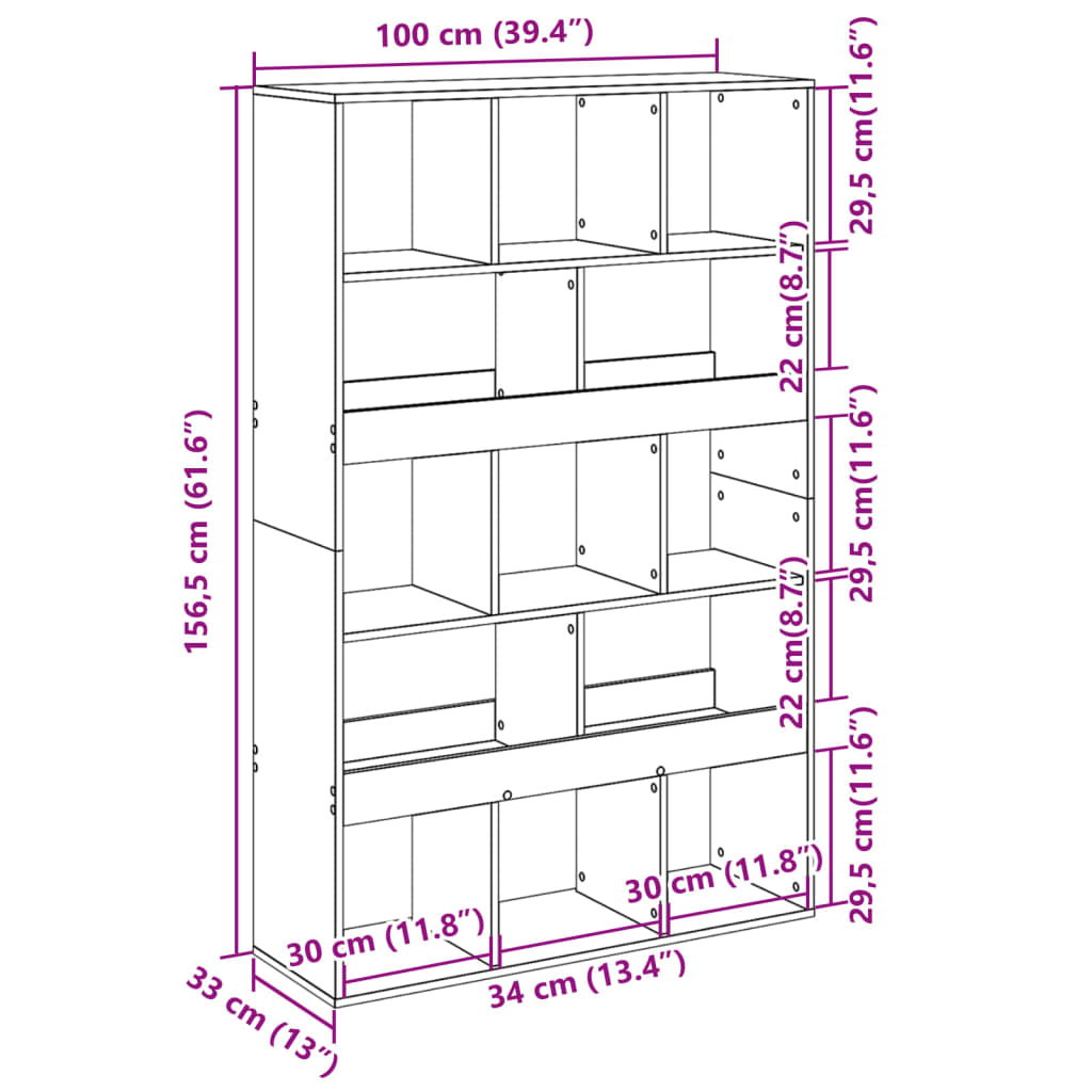 vidaXL Estantería de madera de ingeniería negra 100x33x156,5 cm