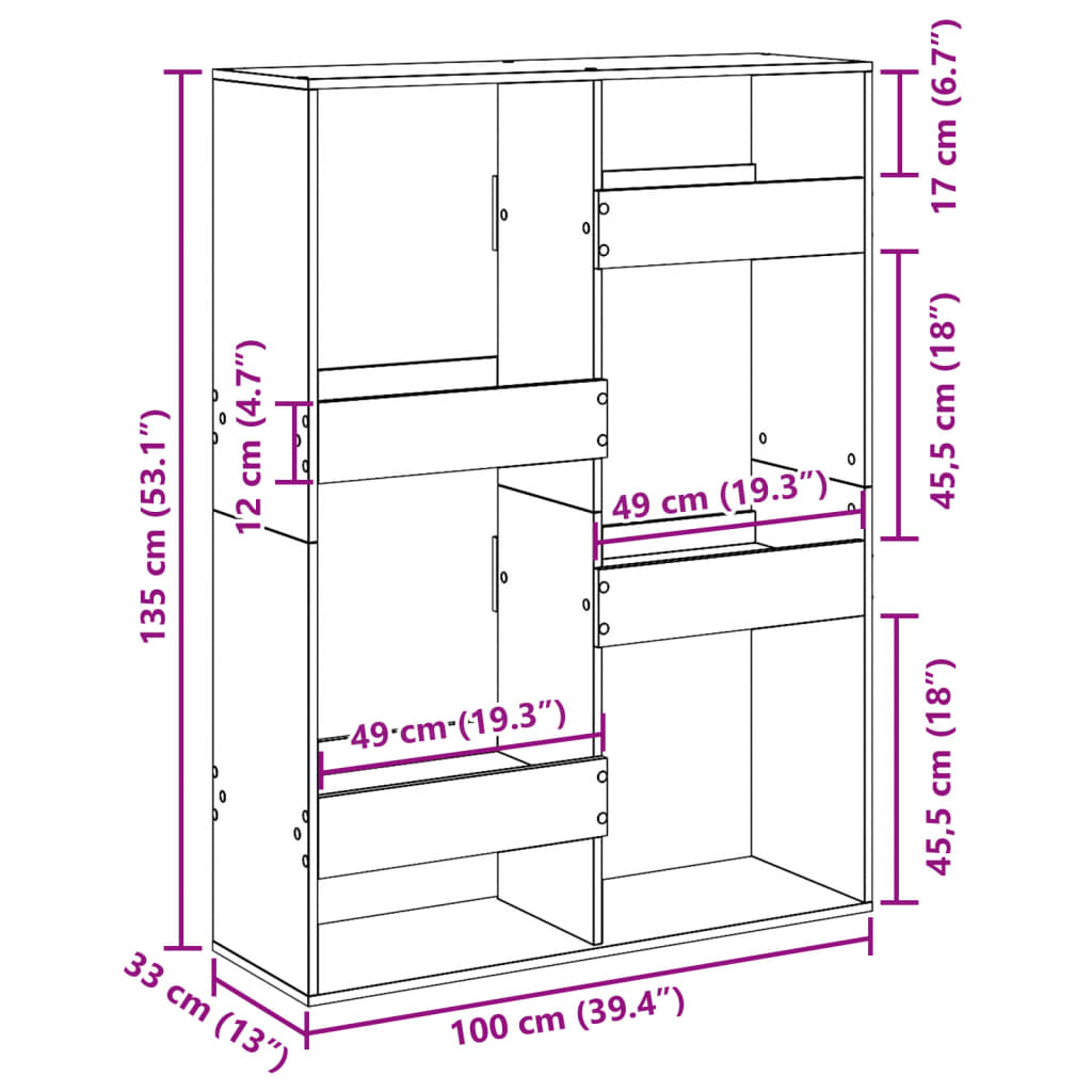 vidaXL Estantería de madera de ingeniería blanca 100x33x135 cm