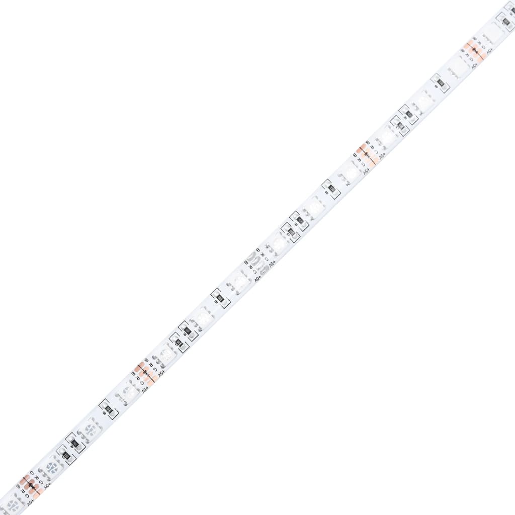 vidaXL Escritorio con LED madera ingeniería marrón roble 140x55x91 cm