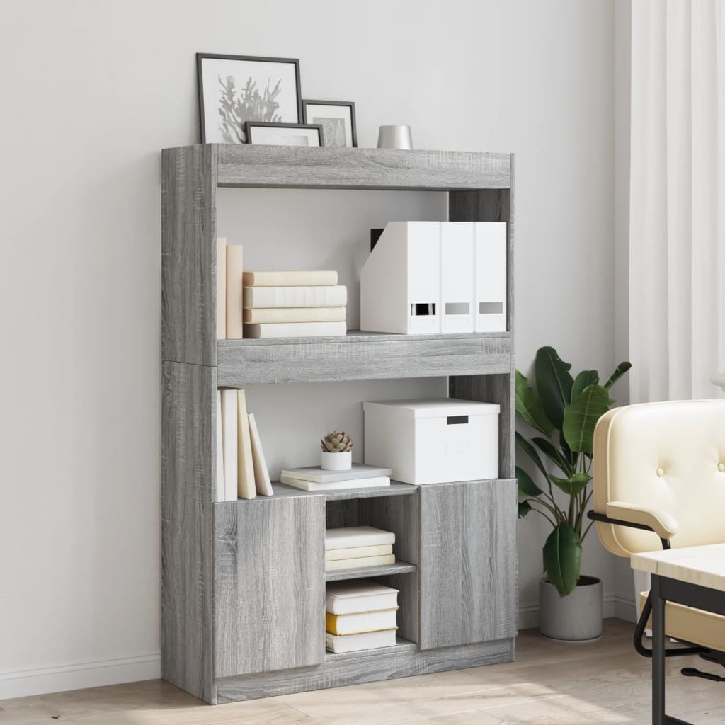 vidaXL Aparador alto madera de ingeniería gris Sonoma 92x33x140 cm