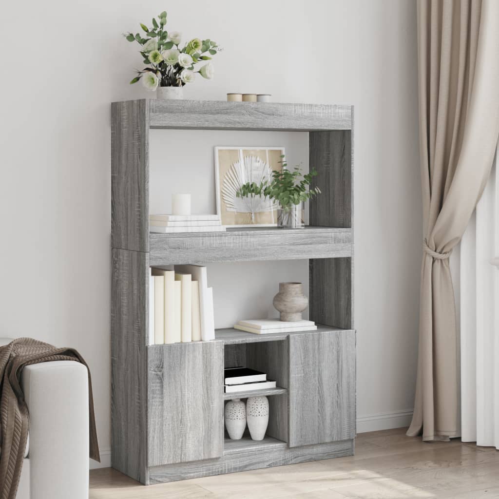 vidaXL Aparador alto madera de ingeniería gris Sonoma 92x33x140 cm