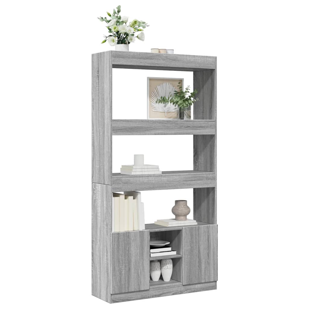 vidaXL Aparador alto madera de ingeniería gris Sonoma 92x33x180 cm