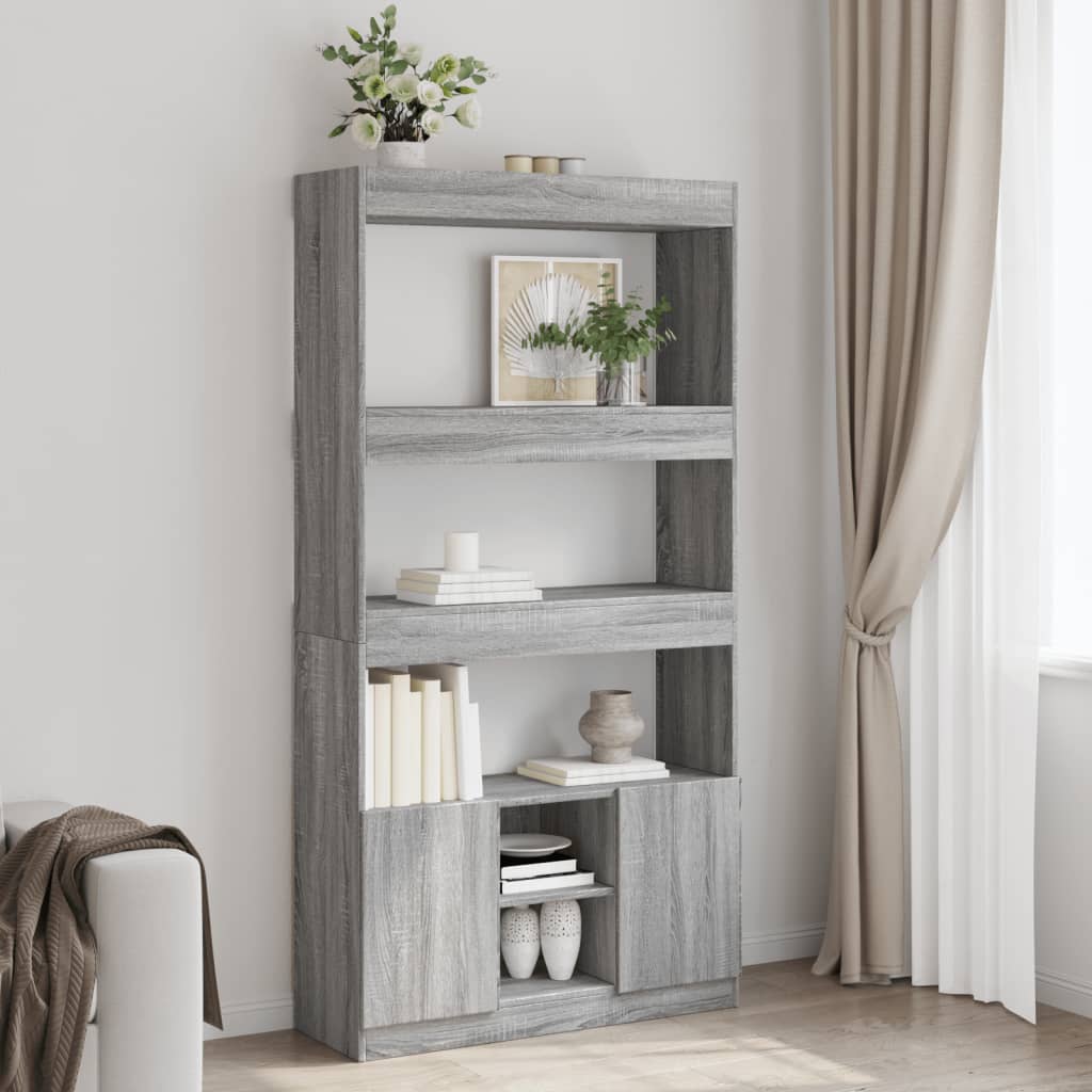 vidaXL Aparador alto madera de ingeniería gris Sonoma 92x33x180 cm