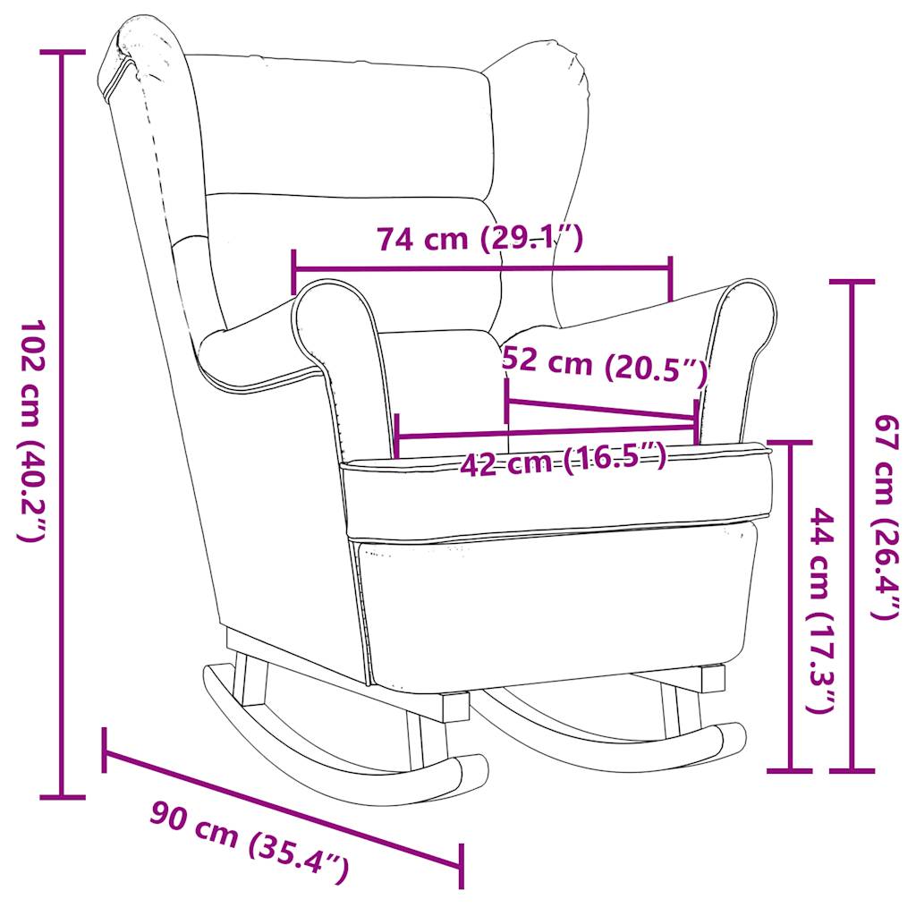 vidaXL Silla mecedora de tela gris oscuro 74x90x102 cm