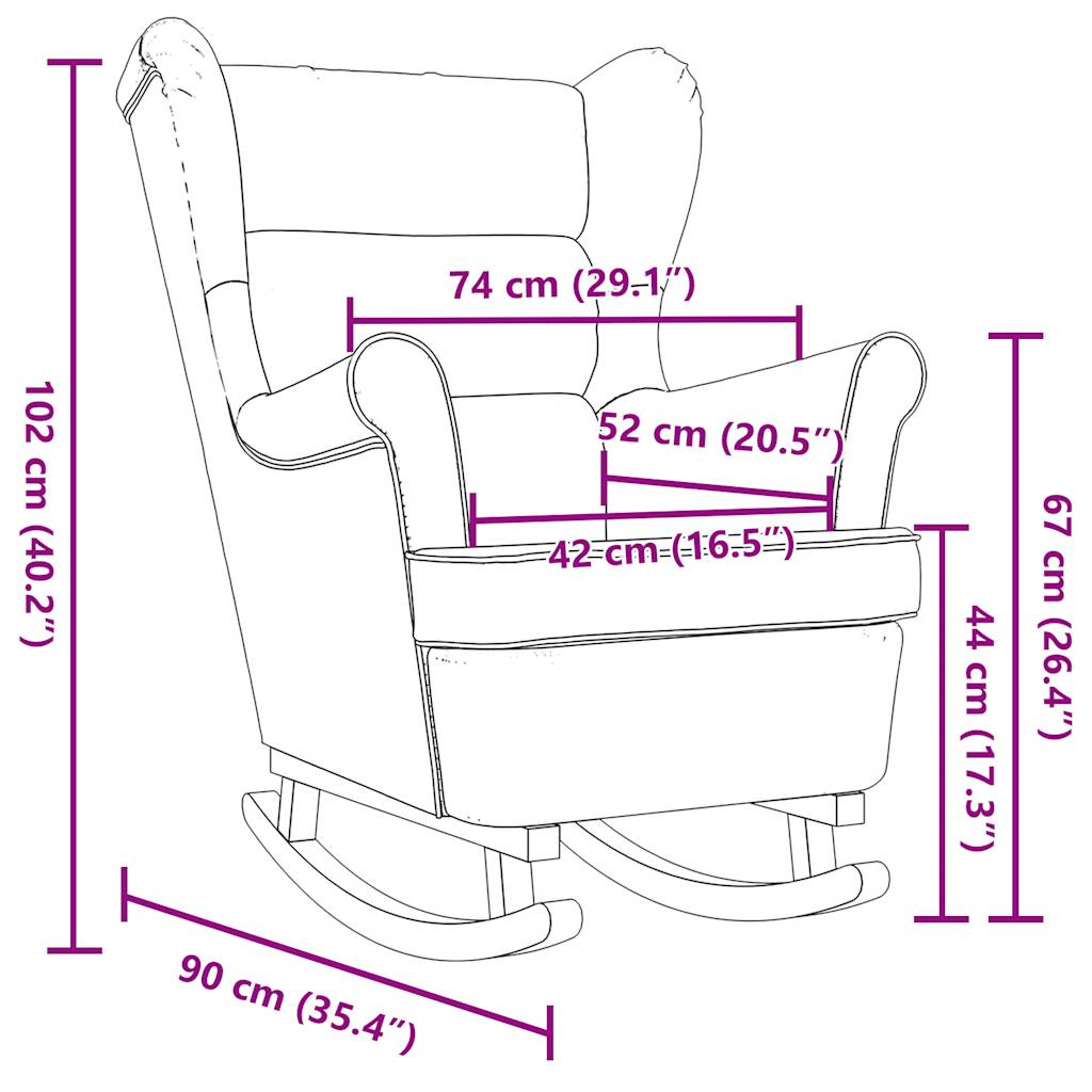 vidaXL Silla mecedora de tela negro 74x90x102 cm