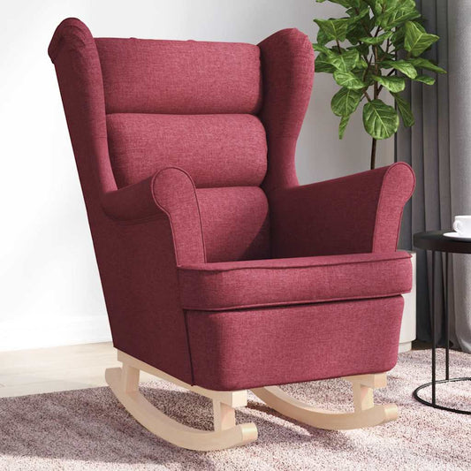 vidaXL Silla mecedora de tela rojo vino tinto 74x90x102 cm