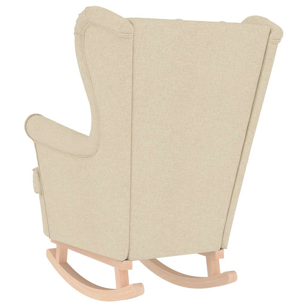 vidaXL Silla mecedora de tela crema 74x90x102 cm