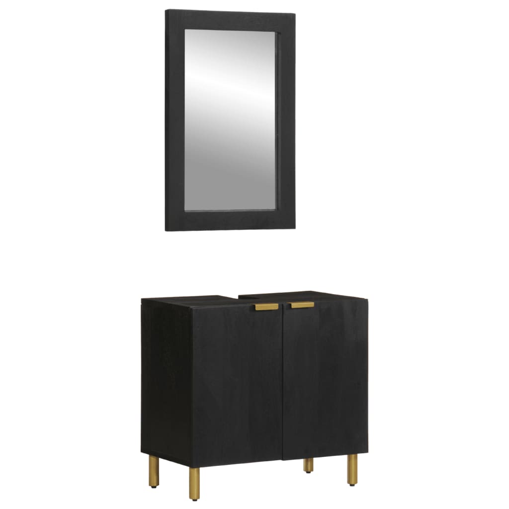 vidaXL Juego de muebles de baño 2 pzas madera contrachapada negro