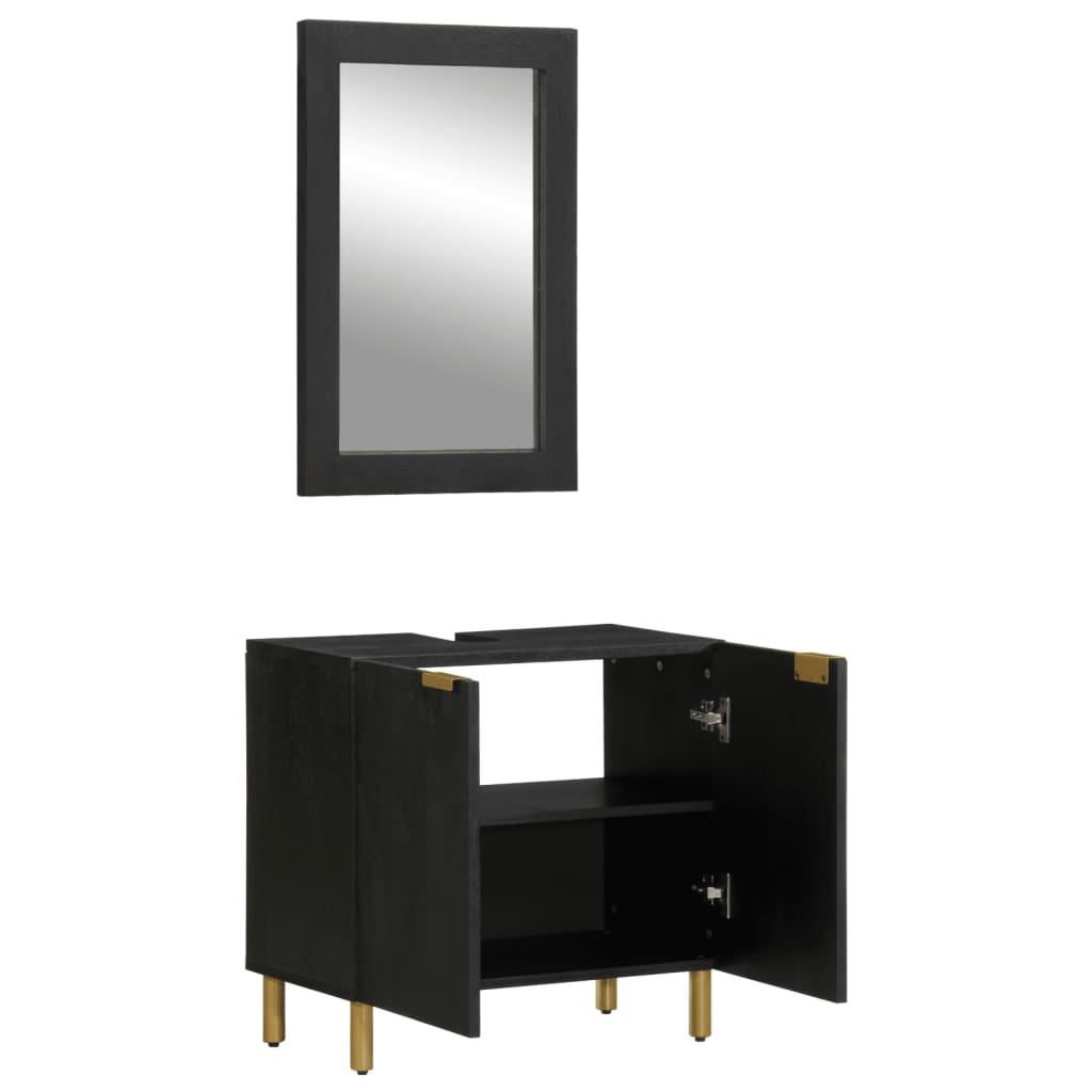 vidaXL Juego de muebles de baño 2 pzas madera contrachapada negro