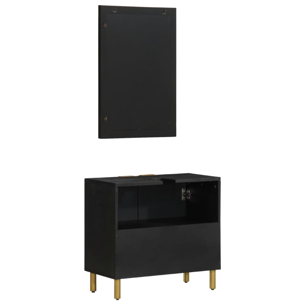 vidaXL Juego de muebles de baño 2 pzas madera contrachapada negro