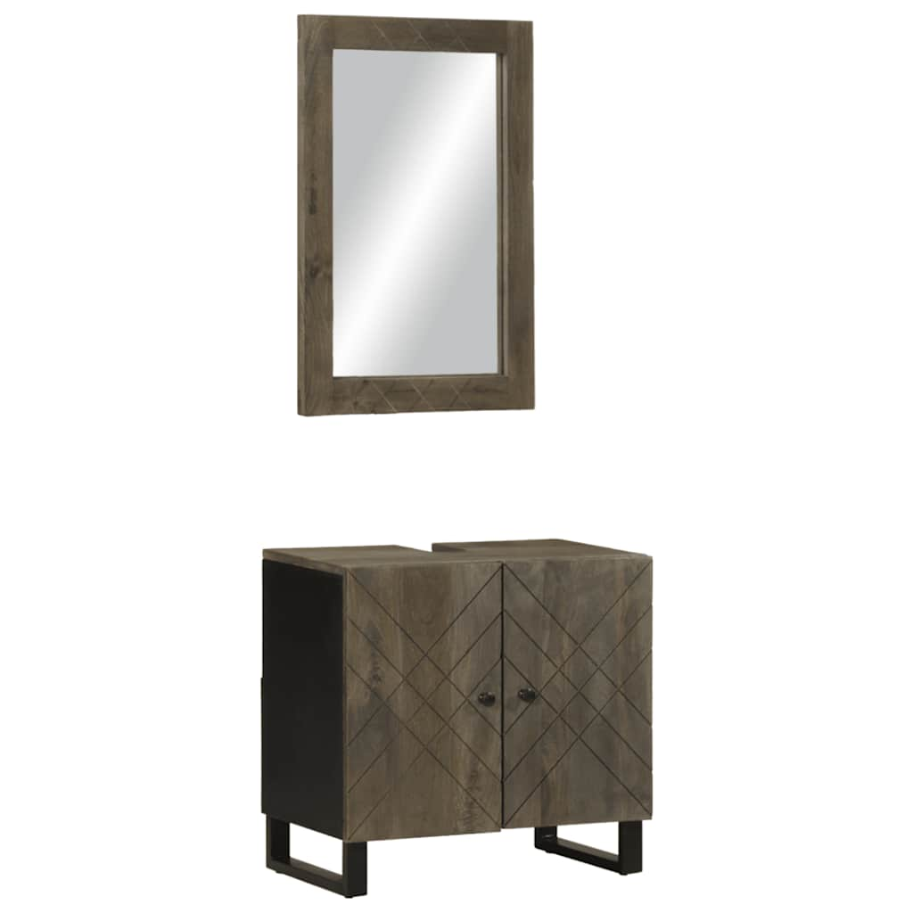 vidaXL Conjunto de muebles de baño 2 piezas madera maciza mango negro