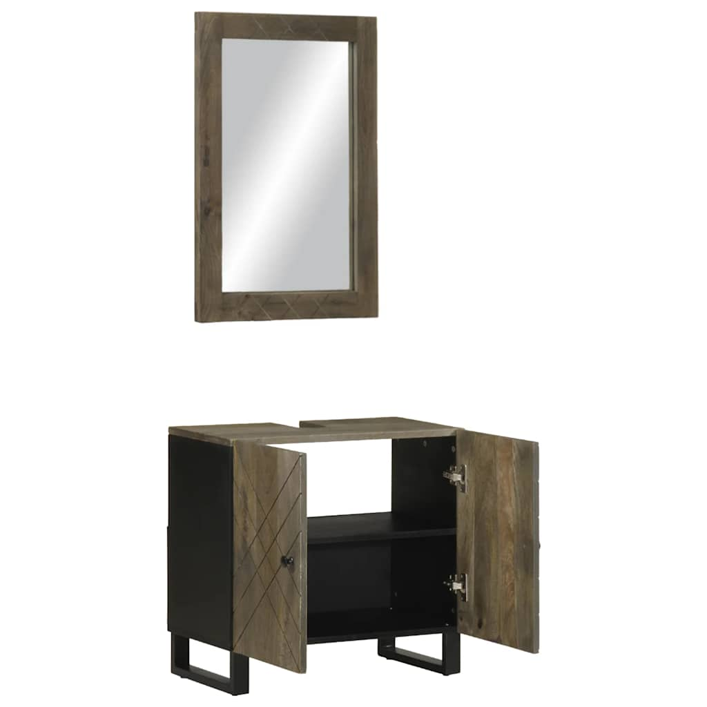 vidaXL Conjunto de muebles de baño 2 piezas madera maciza mango negro