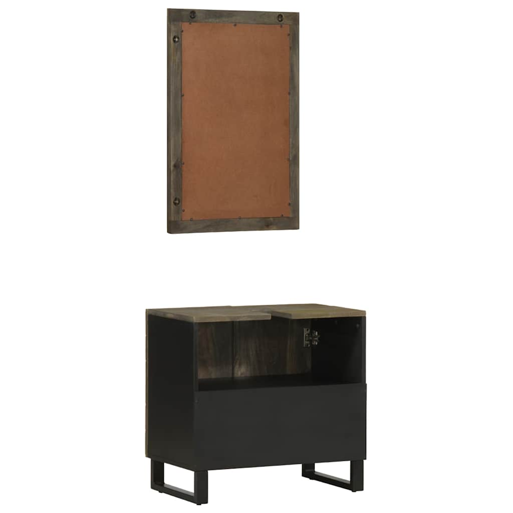 vidaXL Conjunto de muebles de baño 2 piezas madera maciza mango negro