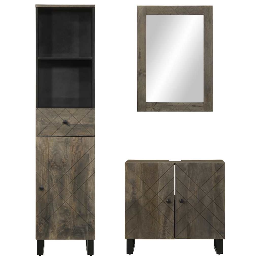 vidaXL Conjunto de muebles de baño 3 piezas madera maciza mango negro