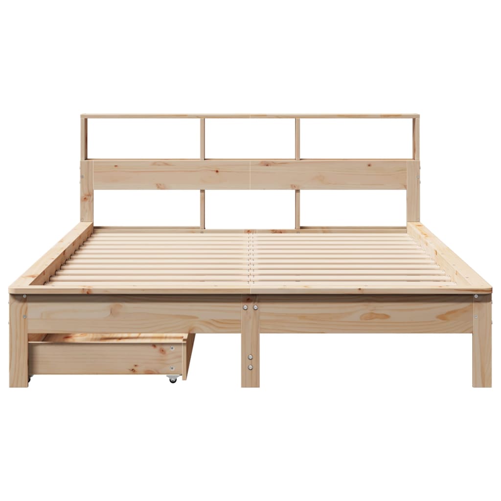 vidaXL Cama con estantería sin colchón madera maciza de pino 140x190cm