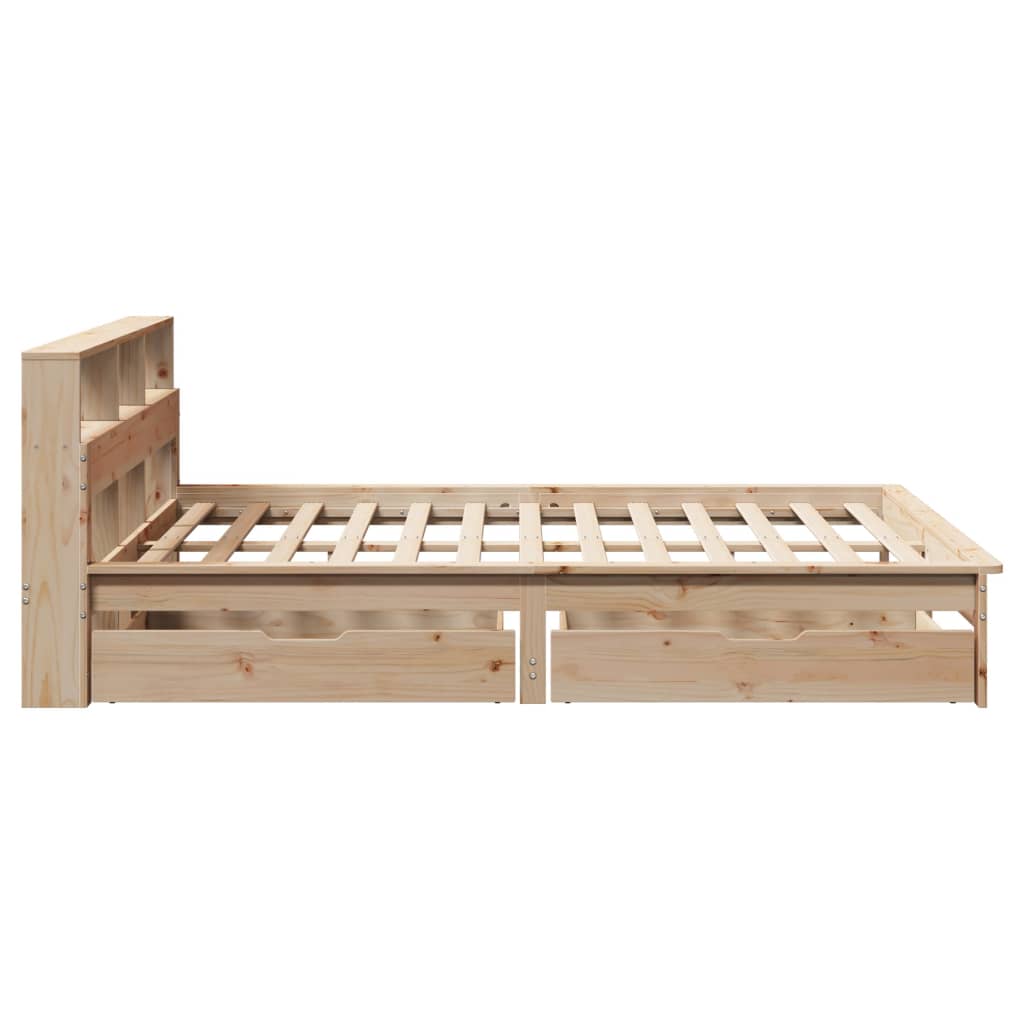 vidaXL Cama con estantería sin colchón madera maciza de pino 140x190cm