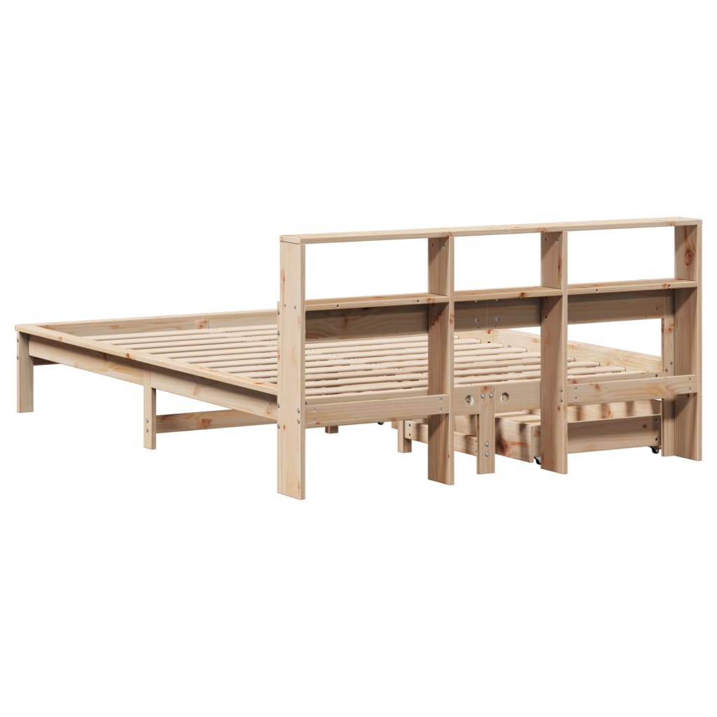 vidaXL Cama con estantería sin colchón madera maciza de pino 140x190cm