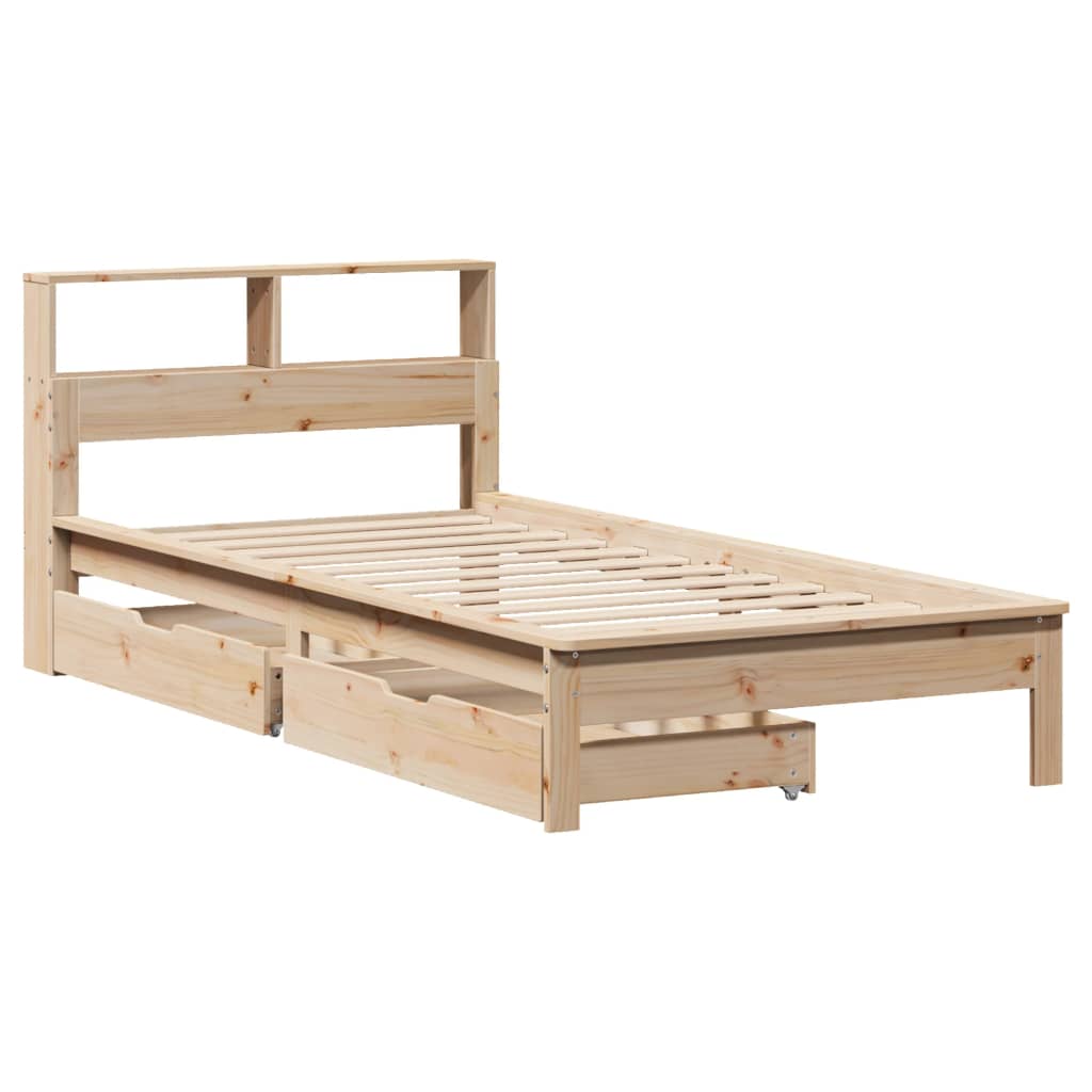 vidaXL Cama con estantería sin colchón madera maciza de pino 90x190 cm