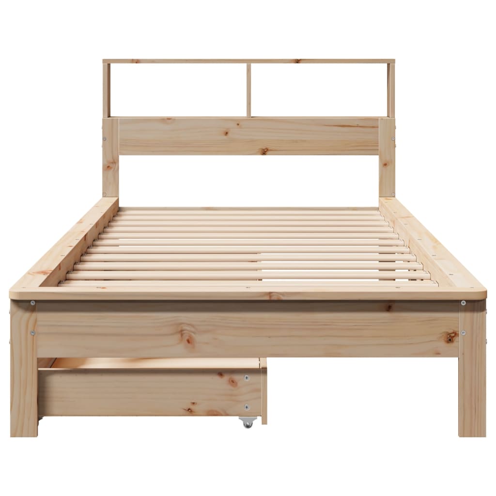 vidaXL Cama con estantería sin colchón madera maciza de pino 90x190 cm