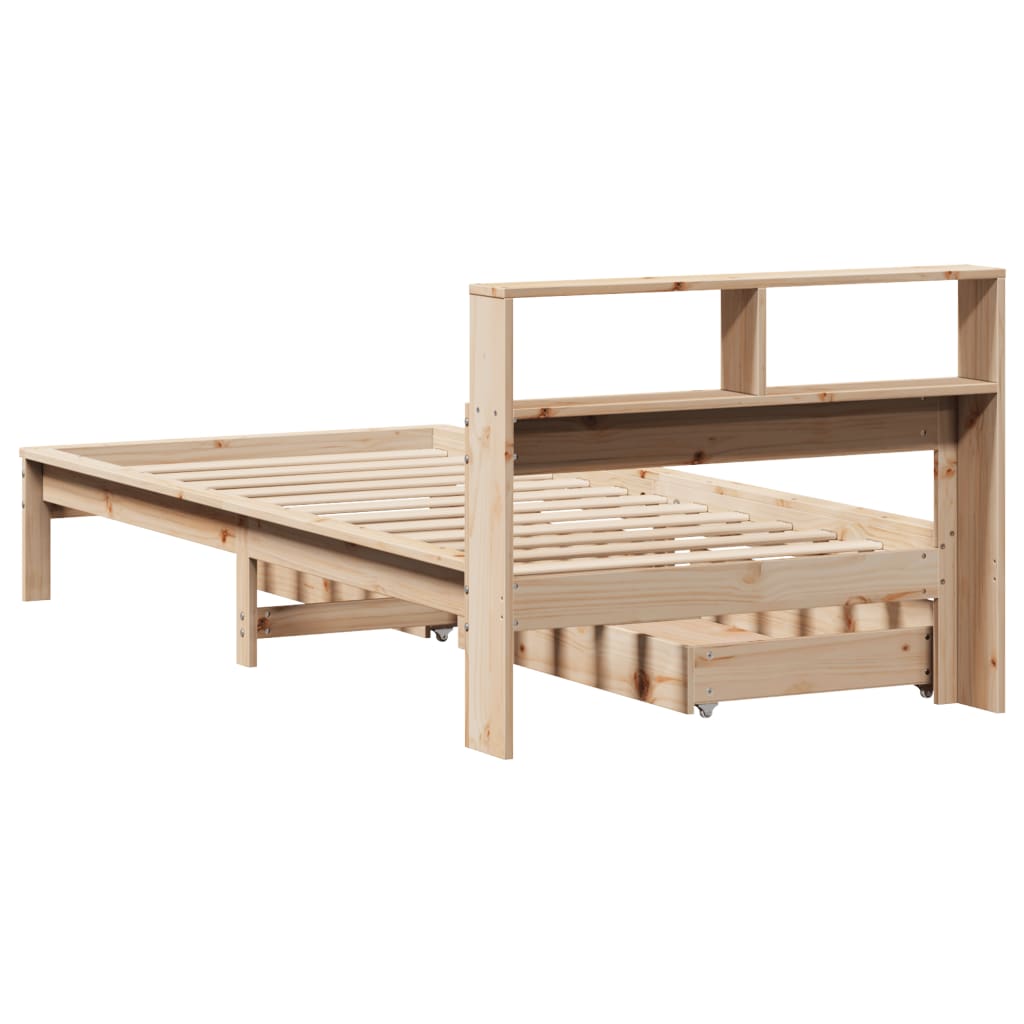 vidaXL Cama con estantería sin colchón madera maciza de pino 90x190 cm