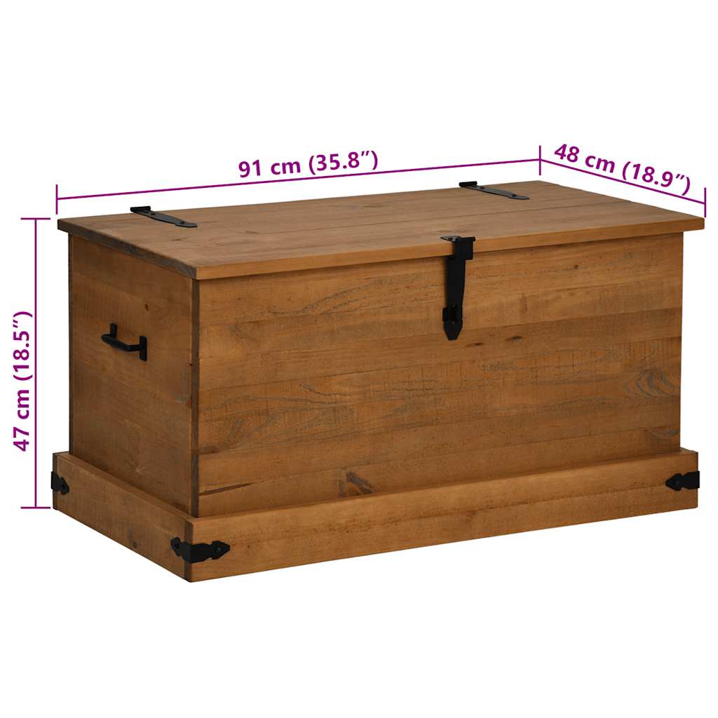 vidaXL Baúl de almacenamiento HALDEN de madera maciza 91x48x47 cm