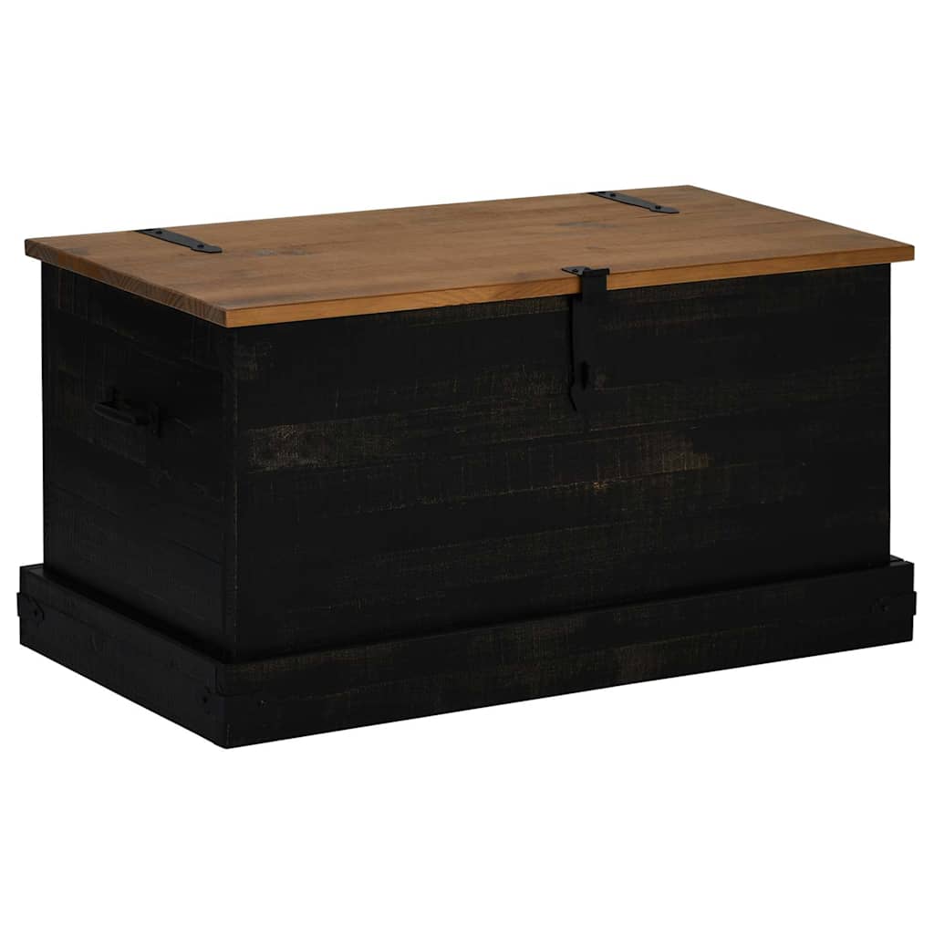 vidaXL Baúl de almacenamiento HALDEN negro 91x48x47 cm madera maciza