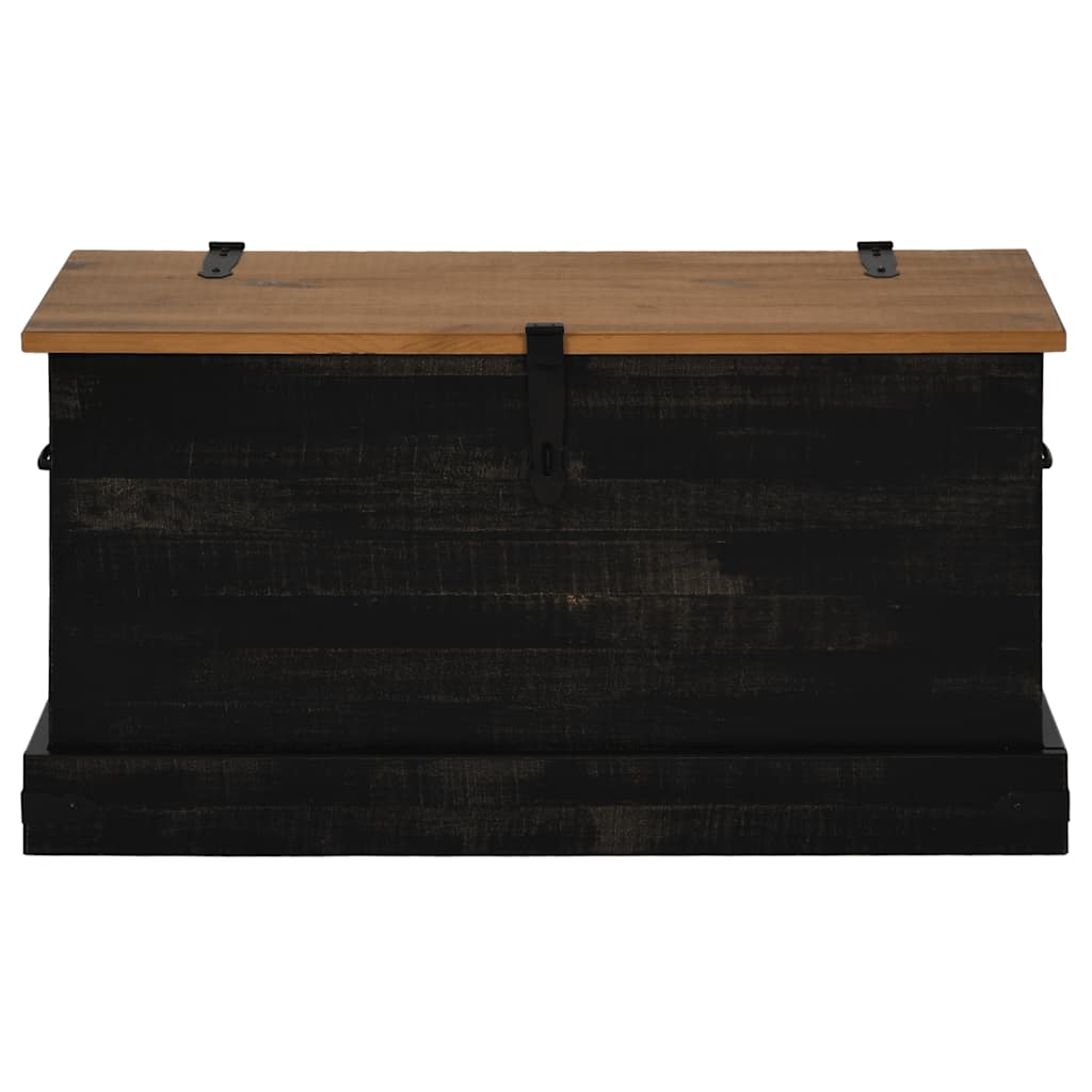 vidaXL Baúl de almacenamiento HALDEN negro 91x48x47 cm madera maciza