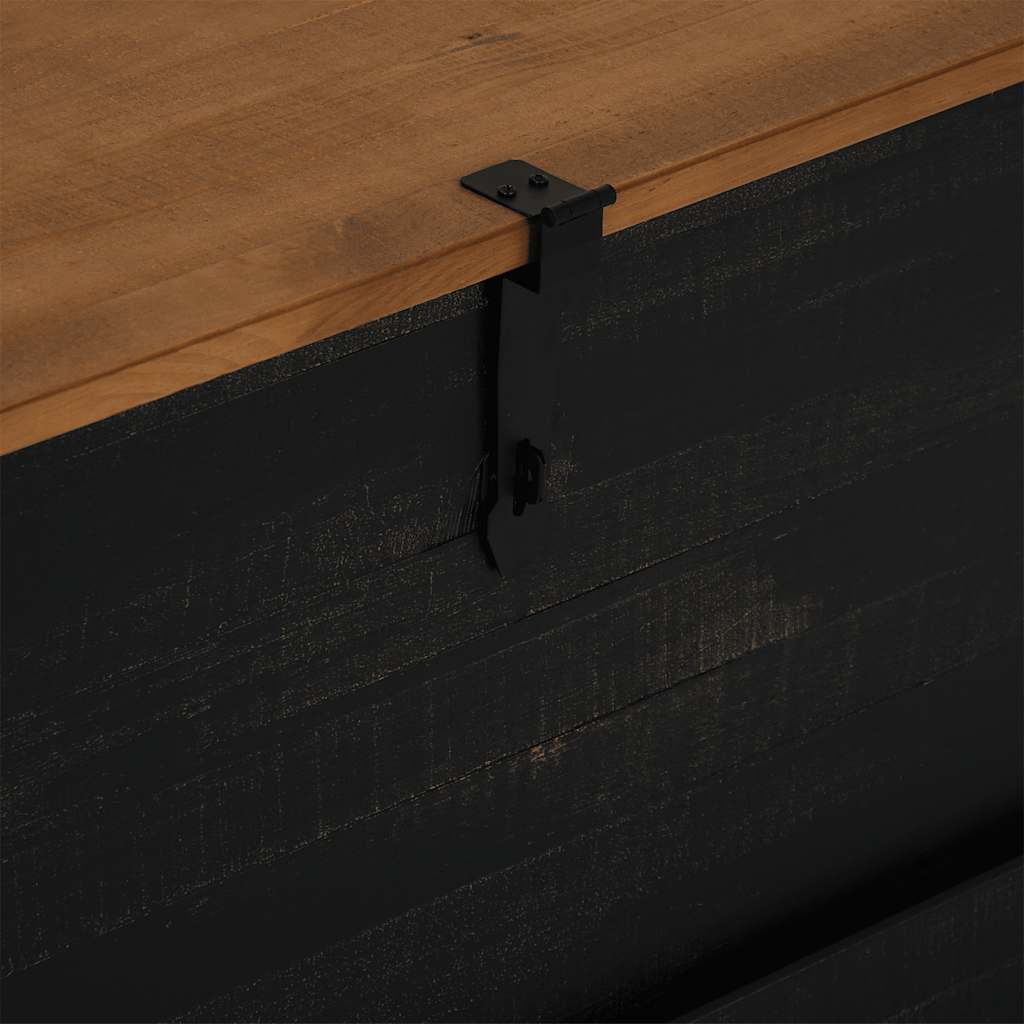 vidaXL Baúl de almacenamiento HALDEN negro 91x48x47 cm madera maciza