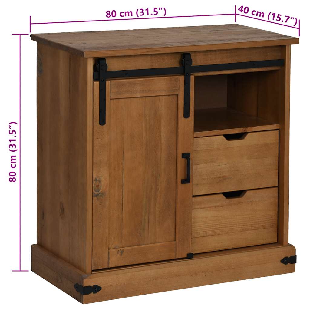 vidaXL Aparador HALDEN con puerta corredera 80x40x80 cm madera maciza