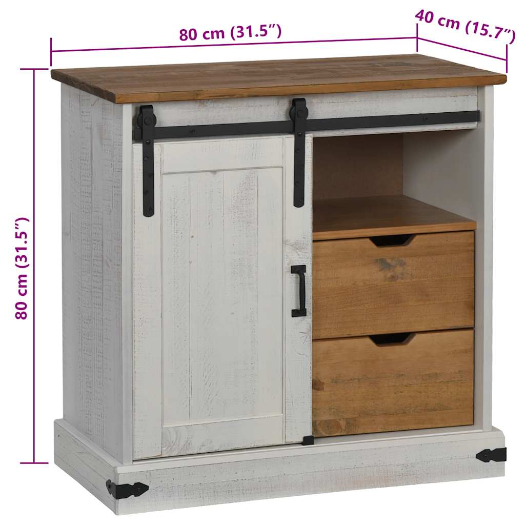 vidaXL Aparador HALDEN con puerta corredera blanco 80x40x80 cm