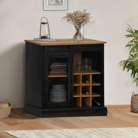 vidaXL Aparador HALDEN con puerta corredera negro 80x40x80 cm