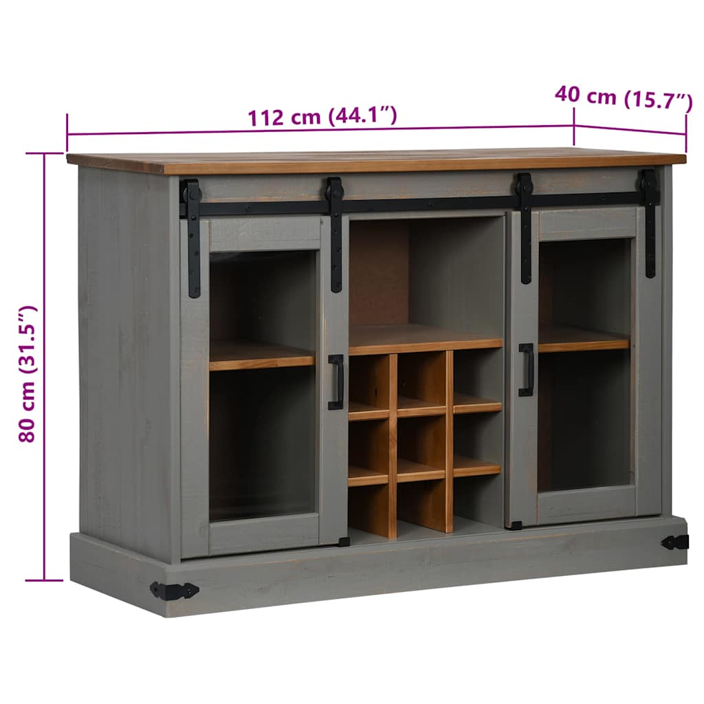 vidaXL Aparador HALDEN 2 puertas correderas gris 112x40x80 cm