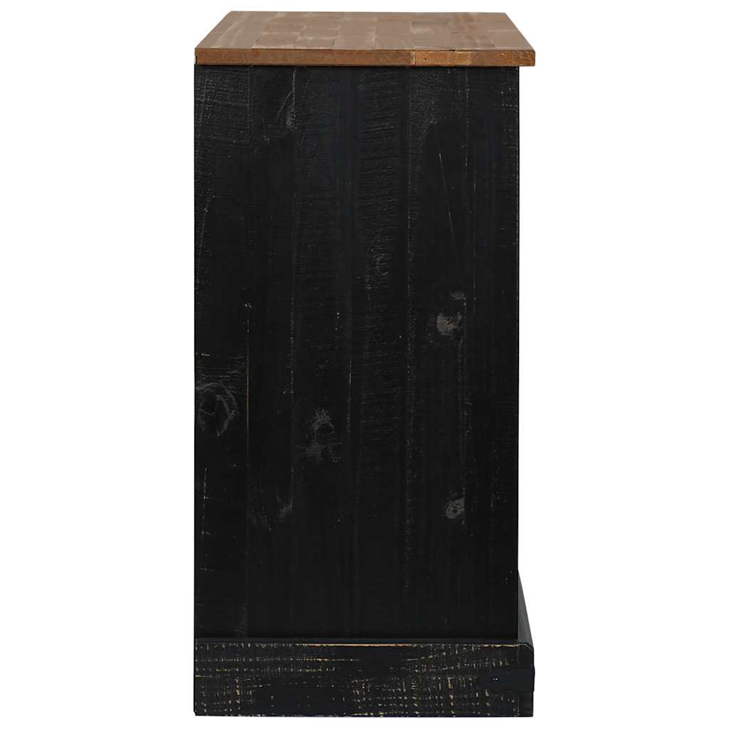 vidaXL Aparador HALDEN 2 puertas correderas negro 112x40x80 cm