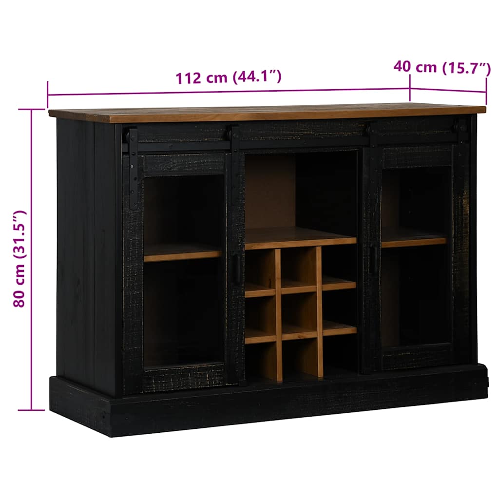 vidaXL Aparador HALDEN 2 puertas correderas negro 112x40x80 cm