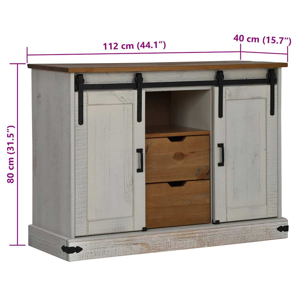 vidaXL Aparador HALDEN 2 puertas correderas blanco 112x40x80 cm