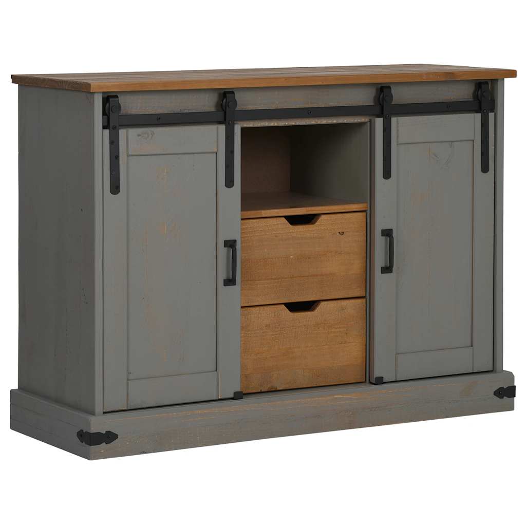 vidaXL Aparador HALDEN 2 puertas correderas gris 112x40x80 cm