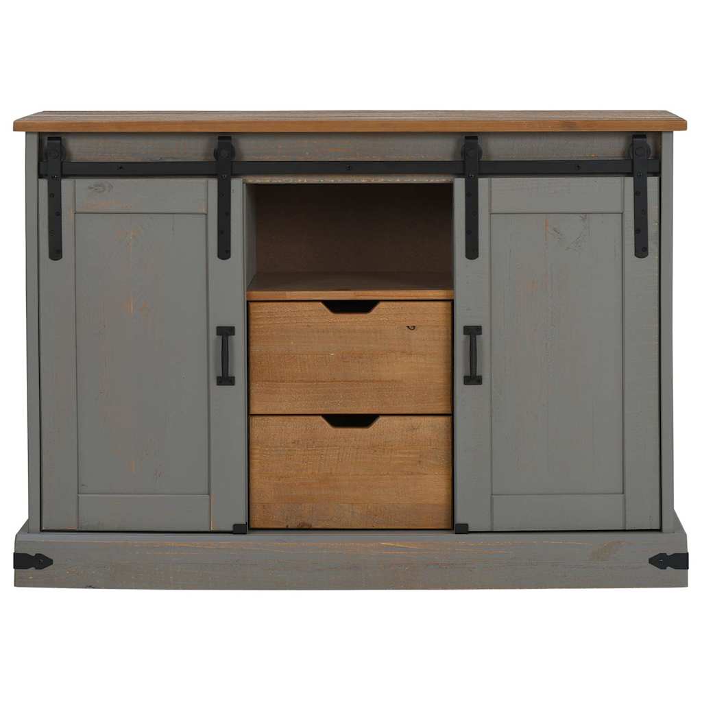 vidaXL Aparador HALDEN 2 puertas correderas gris 112x40x80 cm