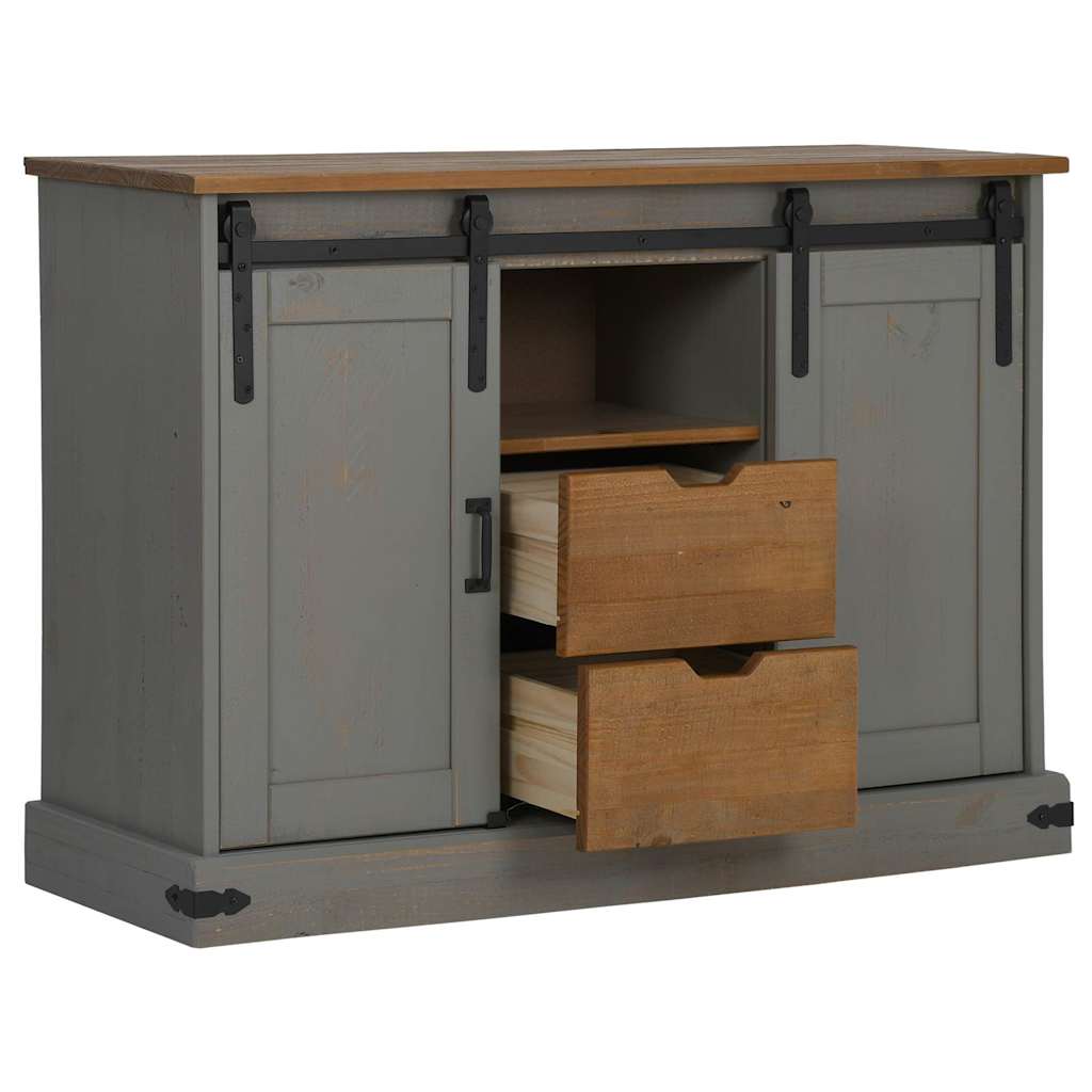 vidaXL Aparador HALDEN 2 puertas correderas gris 112x40x80 cm