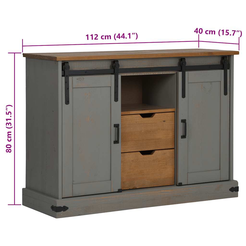 vidaXL Aparador HALDEN 2 puertas correderas gris 112x40x80 cm