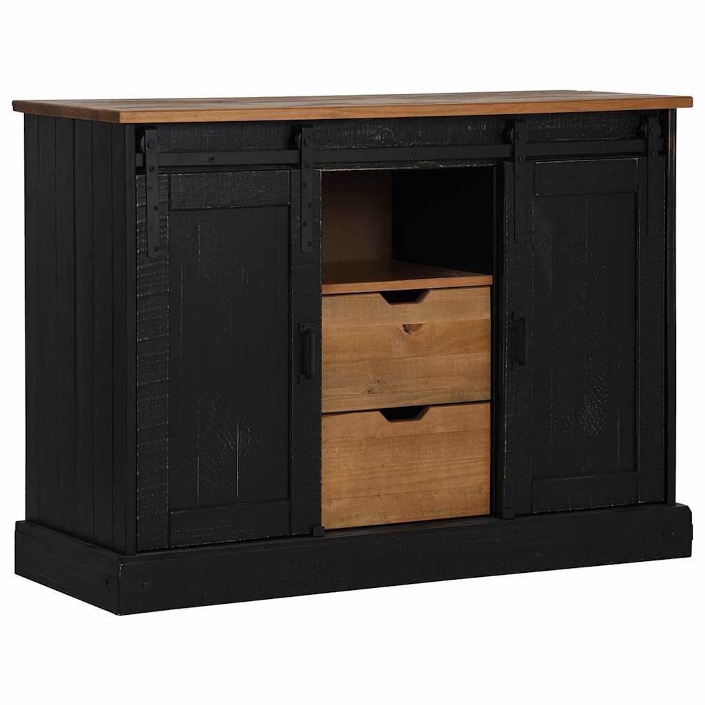 vidaXL Aparador HALDEN 2 puertas correderas negro 112x40x80 cm