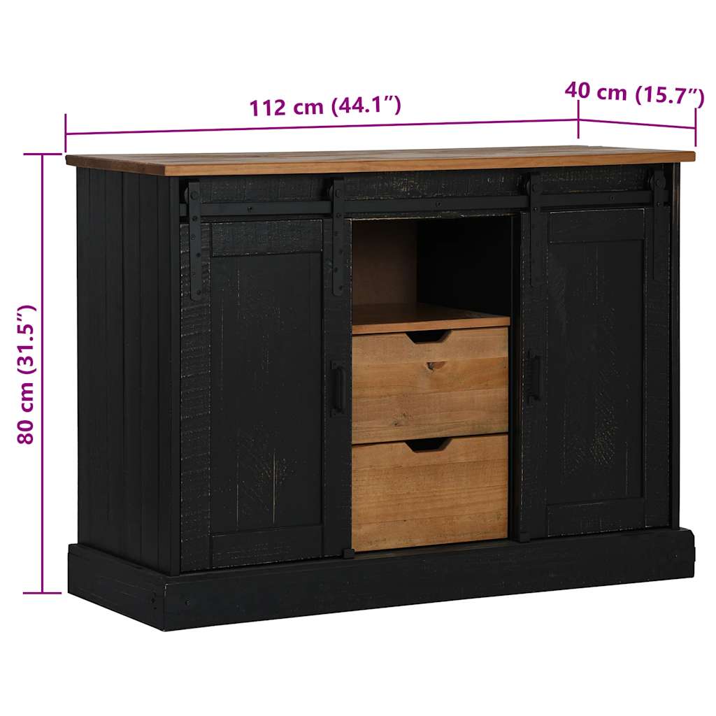 vidaXL Aparador HALDEN 2 puertas correderas negro 112x40x80 cm