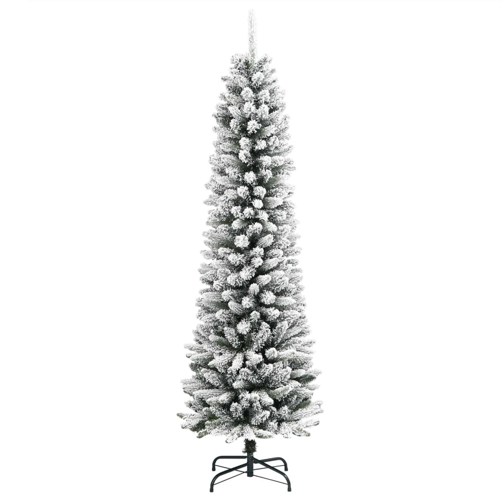 vidaXL Árbol de Navidad artificial estrecho con nieve PVC y PE 120 cm