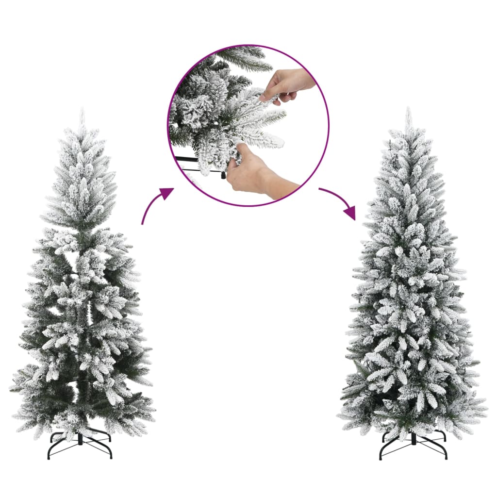 vidaXL Árbol de Navidad artificial estrecho con nieve PVC y PE 150 cm