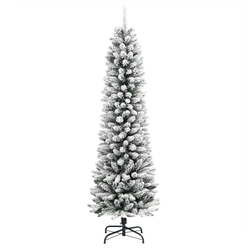 vidaXL Árbol de Navidad artificial estrecho con nieve PVC y PE 180 cm