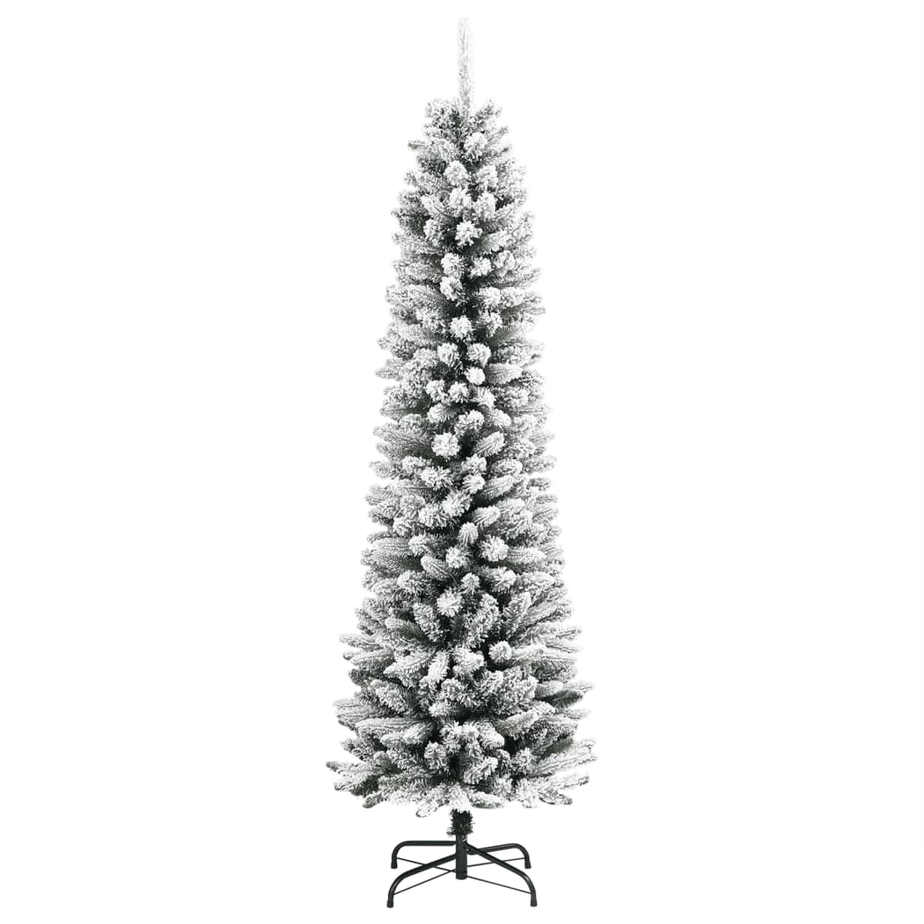 vidaXL Árbol de Navidad artificial estrecho con nieve PVC y PE 210 cm