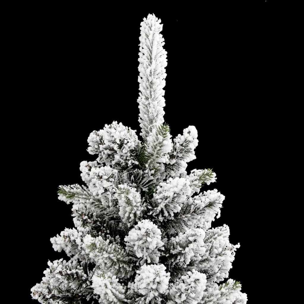 vidaXL Árbol de Navidad artificial estrecho con nieve PVC y PE 210 cm